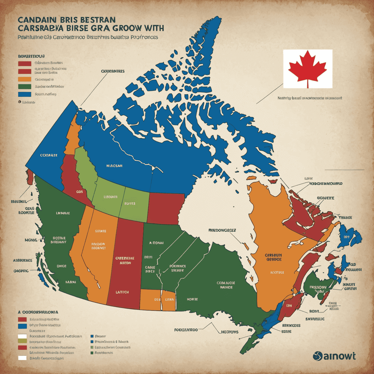 Graph showing upward trend in small business growth across various Canadian provinces